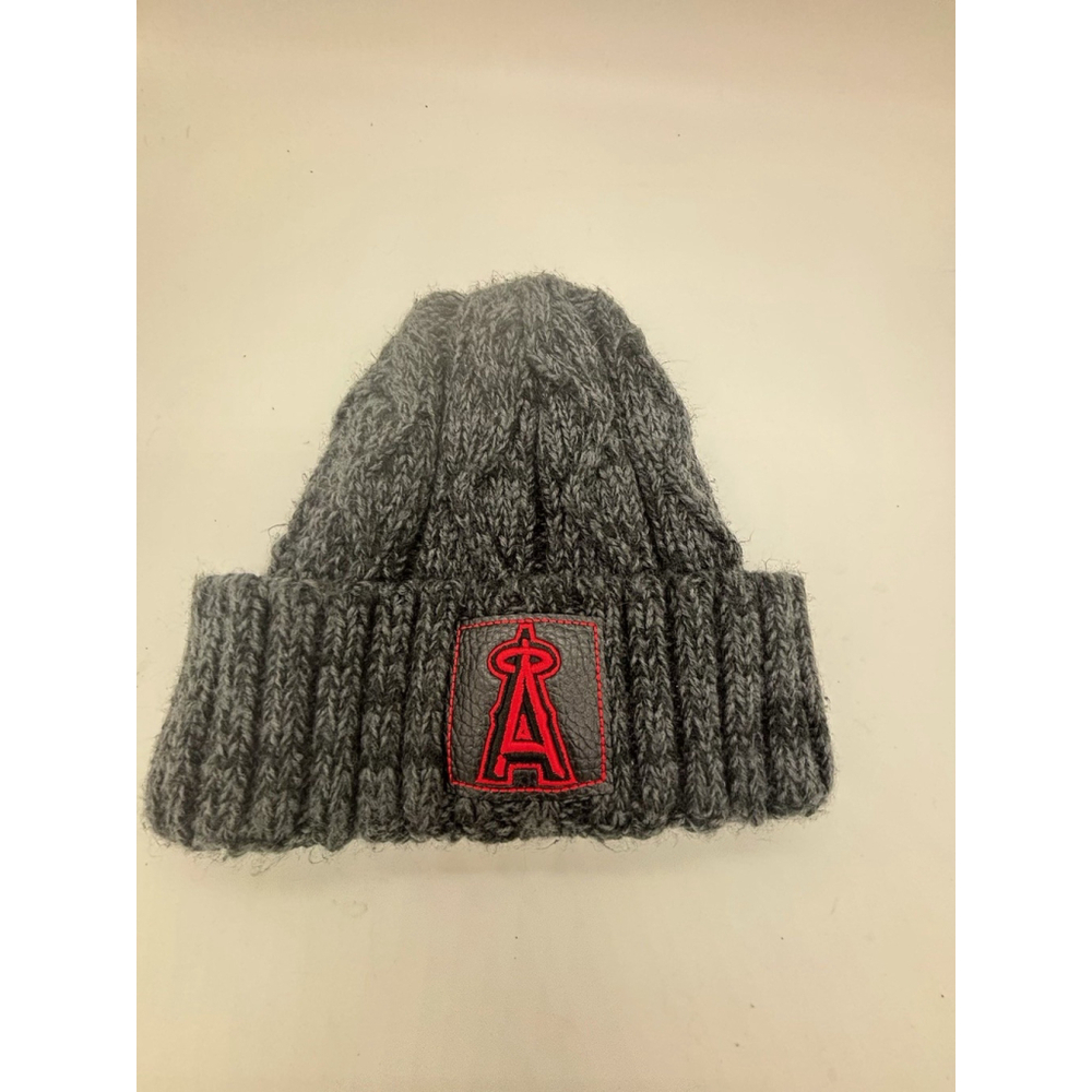 Los Angeles Angels Beanie New Era Cable Knit Cuffed Gray Red MLB
